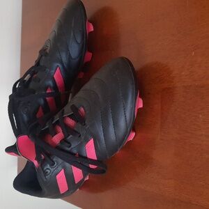 adidas Kids Black and Pink Soccer Cleats